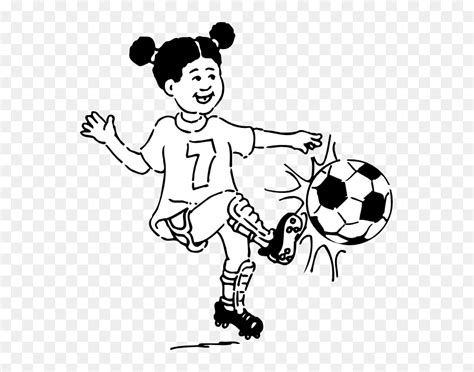 Girl Football Player Clipart Kid - Play Football Clipart Black And White, HD Png Download - vhv