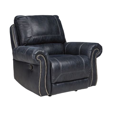 Ashley Milhaven Faux Leather Power Rocker Recliner in Navy - 6330498