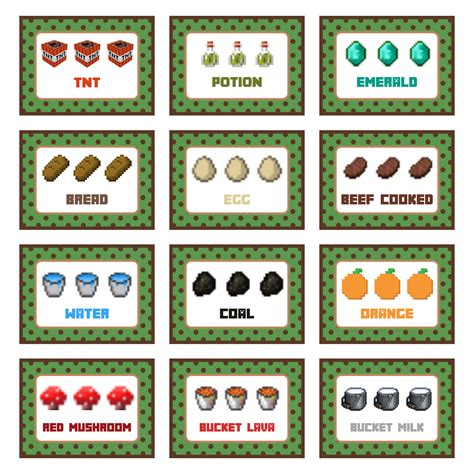 10 best free minecraft printable food labels pdf for free at – Artofit