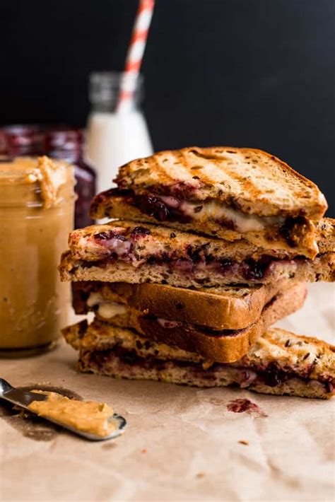 Grilled Peanut Butter and Jelly Sandwich with Brie | Healthy Nibbles