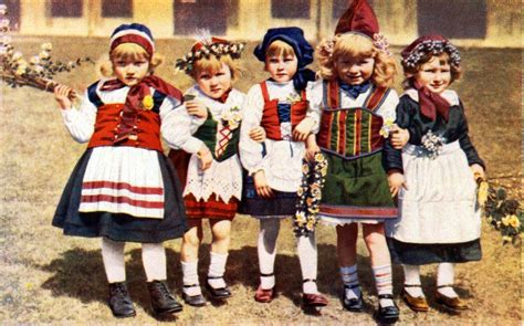 Little Girls in National Dress, Denmark c1936 We Are The World, People ...