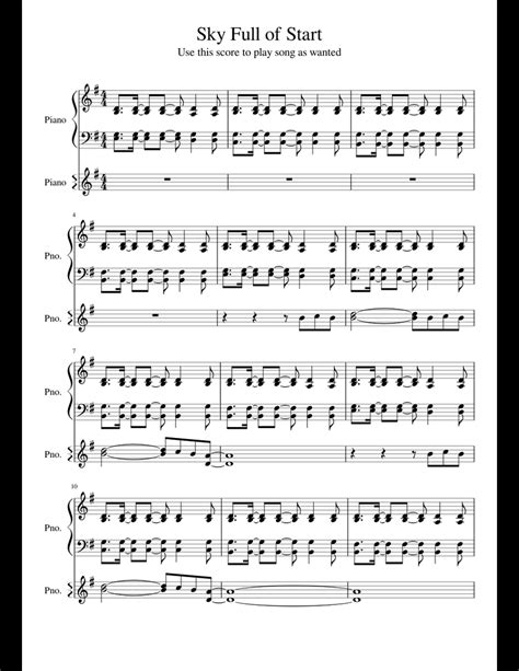 Sky Full of Stars sheet music for Piano download free in PDF or MIDI