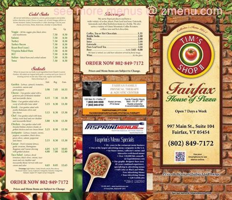 Online Menu of Fairfax House Of Pizza Restaurant, Fairfax, Vermont ...