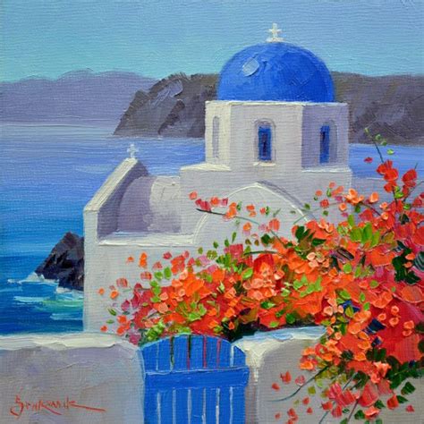 Santorini art Painting & Drawing, Canvas Painting, Oil Painting, Canvas Art, Greece Painting ...