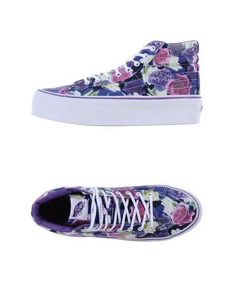 Lyst - Vans Floral Platform High-Top Sneakers in Purple