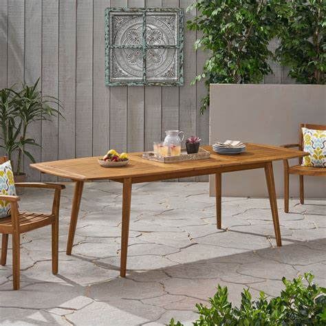 Jaxson Outdoor Acacia Wood Expandable Dining Table, Teak - Walmart.com