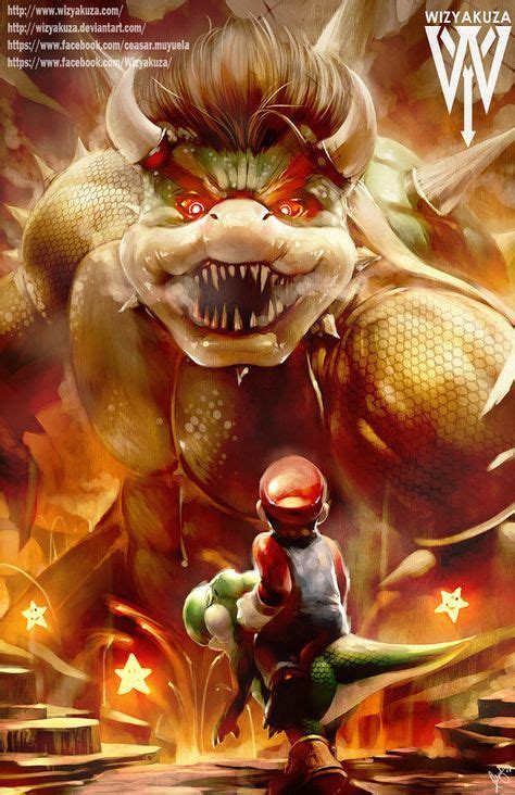 Mario y Yoshi vs Bowser - el nivel Final - Super Mario Bros - impresión Digital de 11 x 17 Super ...