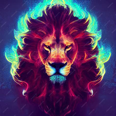 Premium Photo | Lion with mane made of fire creative illustration