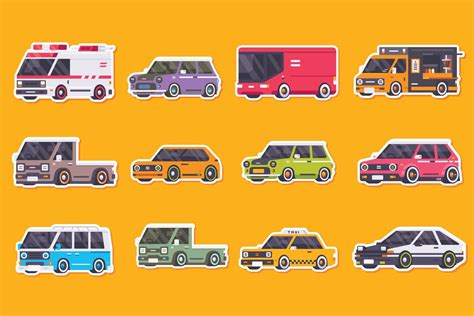 Cartoon Car Stickers 13412087 Vector Art at Vecteezy