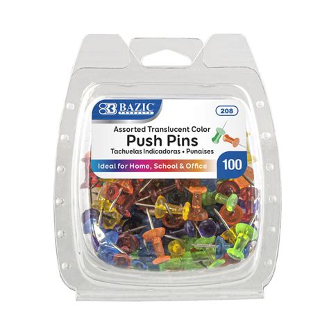 Assorted Metallic Color Push Pins (50-Pack) | Bazic Products