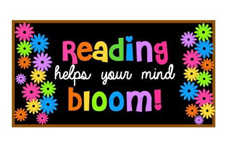 Reading Bulletin Board reading helps your mind bloom | Etsy