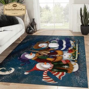 Christmas Snowman Area Rug, Merry Christmas Rug, Christmas Decoration, Christmas Gift, Xmas ...