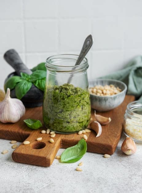 Premium Photo | Green basil pesto