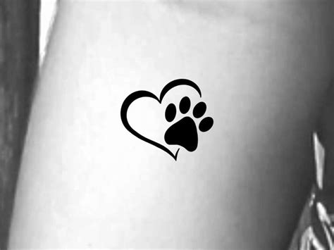 Paw Print Heart Temporary Tattoo