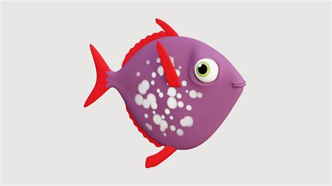 Cartoon Purple Fish - 3D Model by AleoPix