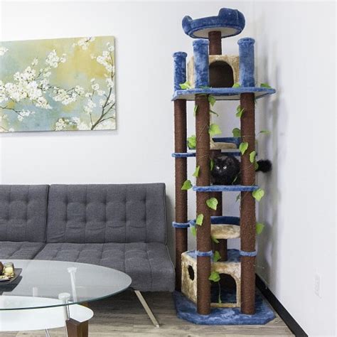 Jungle Cat Tree with Leaves: Tall and Narrow Kitty Tower