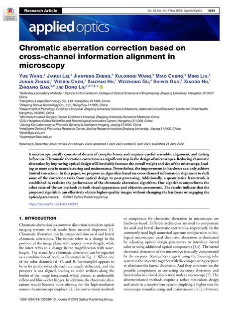 Chromatic aberration correction based on cross-channel information alignment in microscopy ...