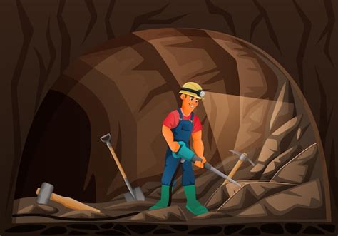 Premium Vector | Miner With Pick Composition