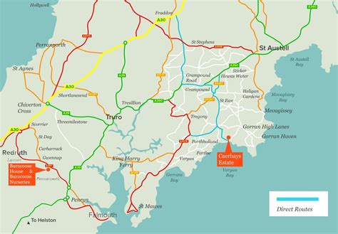 Map showing Caerhays beach and estate, south of St Austell | Isles of scilly, Saint austell, Map