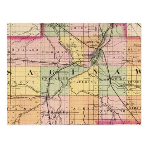 Map of Saginaw County, Michigan Postcard | Zazzle