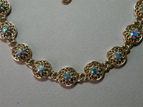 Vintage Coro Aqua Rhinestone Necklace - Etsy