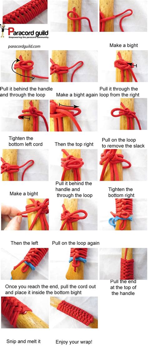 This step by step tutorial of how to make a homemade paracord handle wrap project is perfect for ...