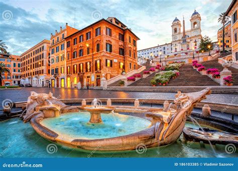 Piazza De Spagna in Rome, Italy. Spanish Steps in the Morning Stock Image - Image of ancient ...