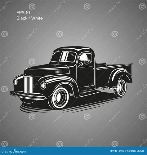 Old Retro Pickup Truck Vector Illustration. Vintage Transport Vehicle Stock Vector ...