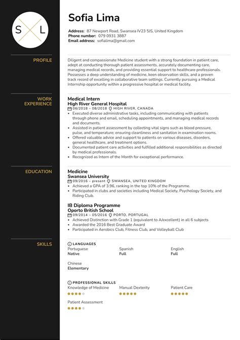 Medical Intern Resume Sample | Kickresume