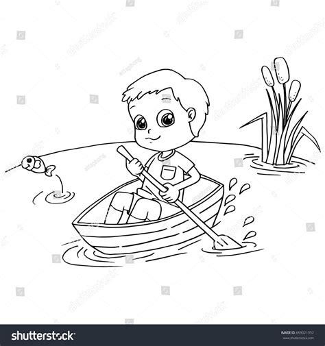 Little Boy Rowing Boat Coloring Page: เวกเตอร์สต็อก (ปลอดค่าลิขสิทธิ์) 669021352 | Shutterstock