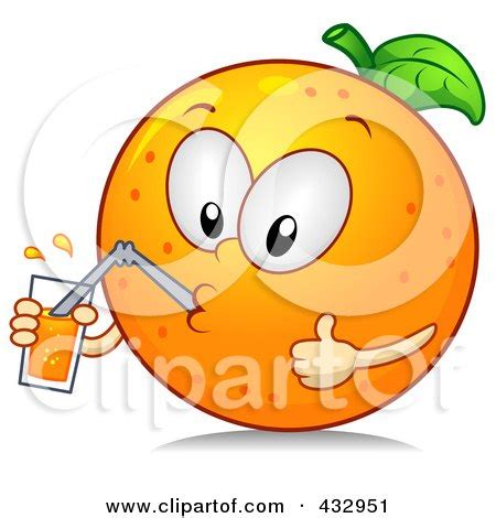 Royalty-Free (RF) Clipart Illustration of an Orange Character Drinking A Glass Of Juice by BNP ...