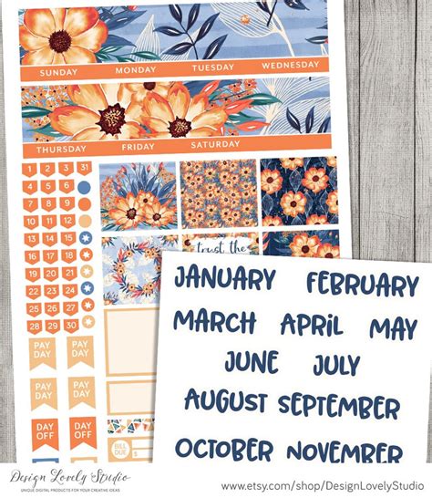 PRINTABLE Monthly Planner Stickers Kit Floral Planner | Etsy