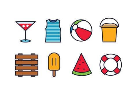 Beach Icon Set 150912 Vector Art at Vecteezy