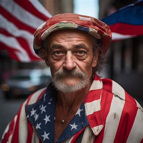 Premium Photo | Stereotypical American citizen with background of American flag