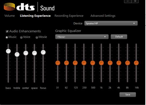 dts audio control panel equalizer settings - HP Support Community - 5550260