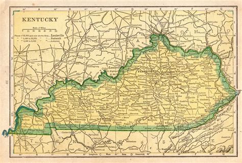 Antique MAP of KENTUCKY 1912 Kentucky State Map Gallery Wall Art smap 5191 | Kentucky state map ...