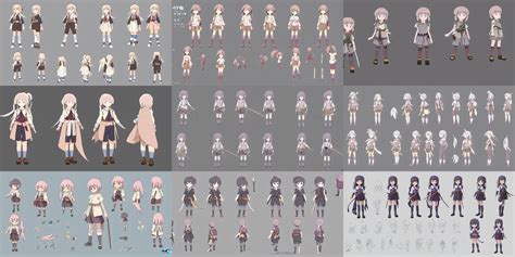 a little girl character anime model sheet; a magical | Stable Diffusion