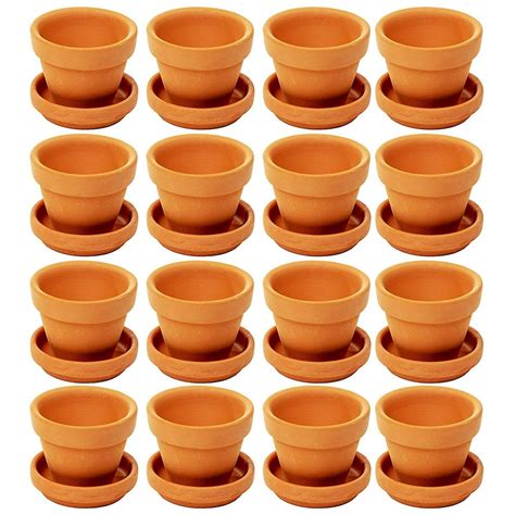 16-Pack Terra Cotta Pots with Saucer, Mini Small Terracotta Flower Clay Pots Planters with ...