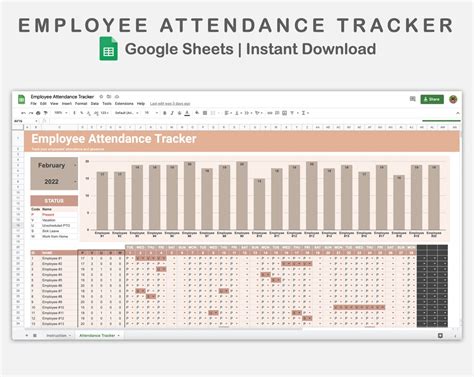 Google Sheets Attendance Tracker Employee Attendance - Etsy