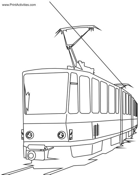 Electric Train Coloring Page | Cartoon Passenger Car & Cat - AZ ...