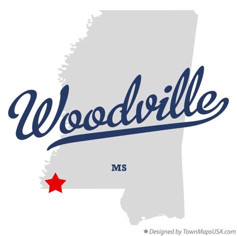 Map of Woodville, MS, Mississippi