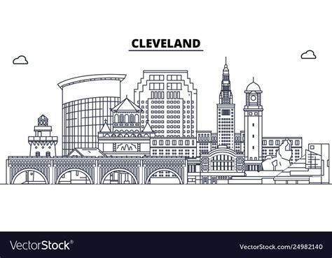 Cleveland united states outline travel skyline Vector Image