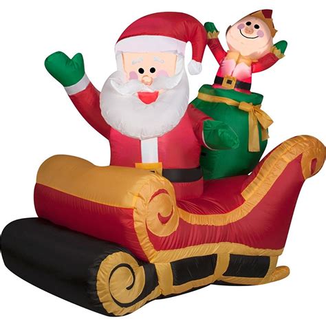 Tis Your Season | Santa with Sleigh & Elf Airblown Inflatable Outdoor Christmas Decoration