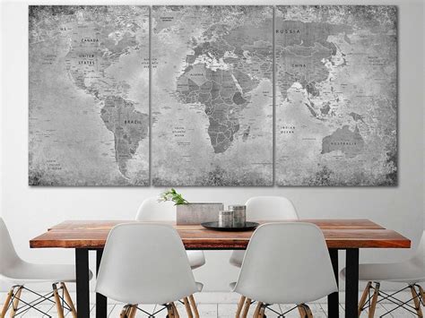 Vintage world map canvas World map decor Large world map Multi | Etsy