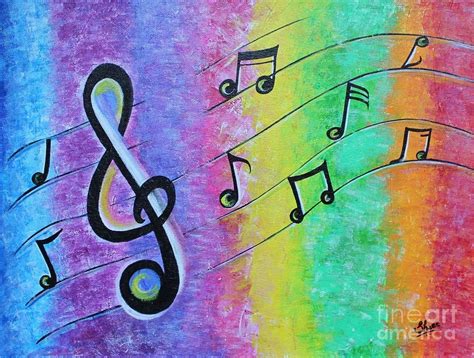 Rainbow Music Notes Painting by Dhanashree Mahesh