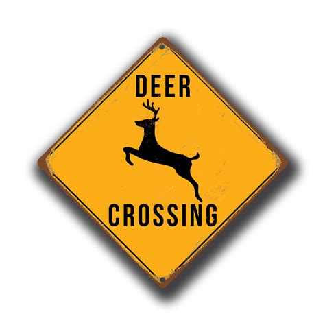 Deer Crossing Sign - Yellow Deer Crossing Signs - Classic Metal Signs