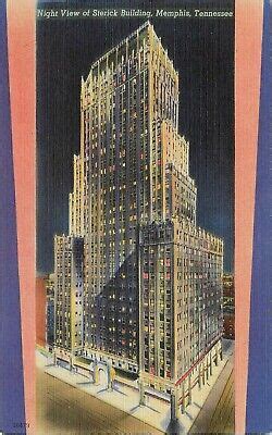 Linen Postcard Art Deco Sterick Building, Memphis TN Illuminated Night View | eBay