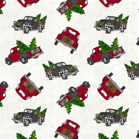 Red Truck Christmas Cotton Fabric 2807-01 My Cowboy Gave to Me Western ...