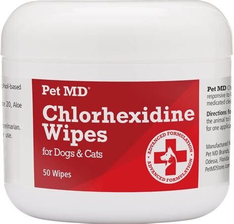 PET MD Chlorhexidine Antiseptic Dog & Cat Wipes, 50 count - Chewy.com