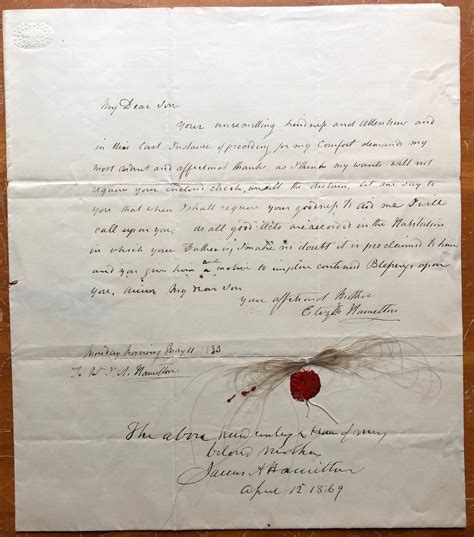 A Letter from Eliza Hamilton - with Strands of Her Hair — Susan ...